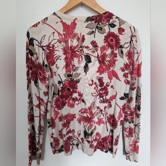 Karen Scott Floral Cardigan- Size Small - Picture 3 of 4